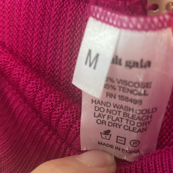 CULT GAIA Dalia Rib Knit Flared Pants Medium Pink Fairycore split hem pant Rush - Picture 9 of 11